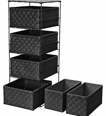 ColourMatch 4   2 Drawer Storage Baskets - Black