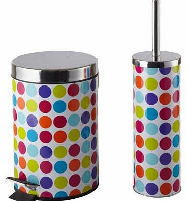 ColourMatch Bathroom Bin and Toilet Brush Set -