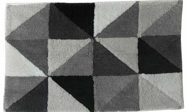 ColourMatch Geometric Pattern Bath Mat - Black and White
