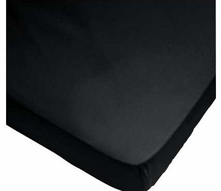 ColourMatch Jet Black Fitted Sheet - Double