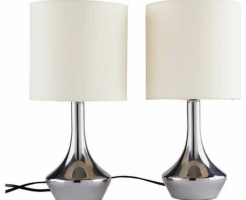 Pair of Touch Table Lamps - Cream