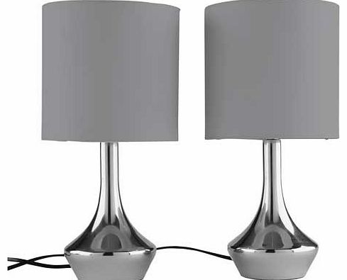 Pair of Touch Table Lamps - Smoke Grey
