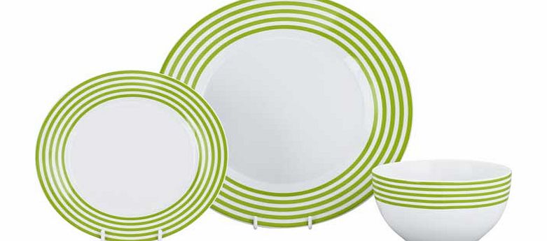 ColourMatch Stripe 12 Piece Dinner Set - Apple