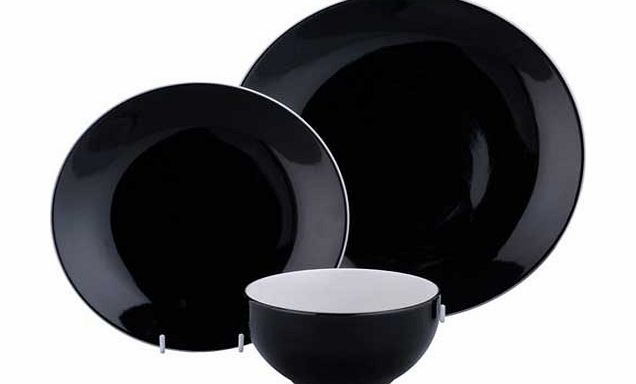 ColourMatch Two-Tone 12 Piece Dinner Set - Jet