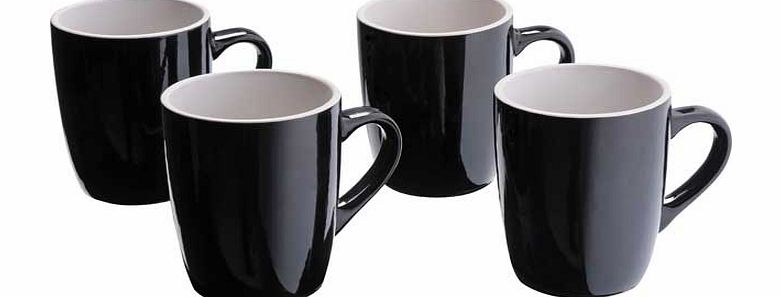 ColourMatch Two-Tone 4 Piece Mug Set - Jet Black