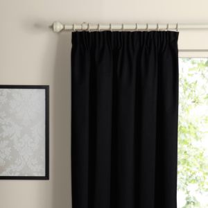 Colours Prestige Black Plain Pencil Pleat Curtains