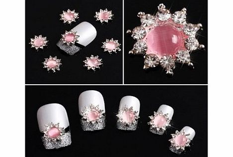 Come 2 Buy - 10 PCS Crystal Sliver Pink Flower Alloy 3D Rhinestone/Gem Design For Nail Art / Cell Phone Case / Invitation Cards Decorations D��cor