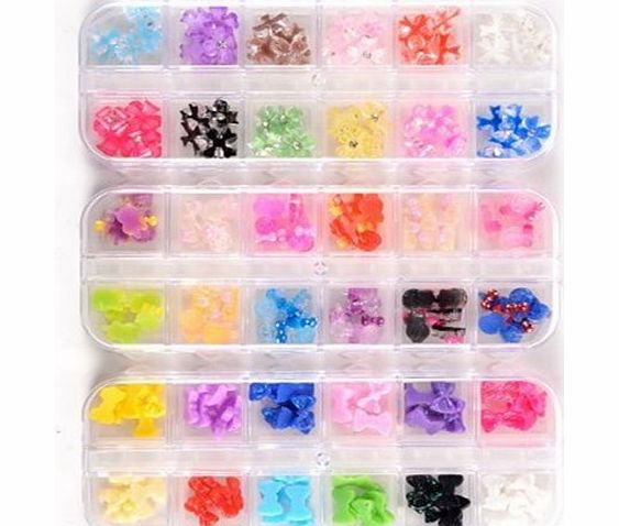 Come 2 Buy - 180pcs x Acrylic Nail Art 3D Tips 12 Mix Colors Lollipop/Flower/Bow/Bowknot Decoration Decal With Storage Boxes For Nail Art / Cell Phone Case / Invitation Cards Decorations D��cor