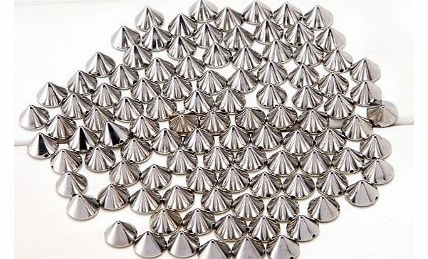 Come2Buy Come 2 Buy - Approx 100PCS 10MM SILVER Acrylic Bullet Spike Cone Studs, Beads, Sew on, Glue on, Stick on, DIY Garments, Bags 