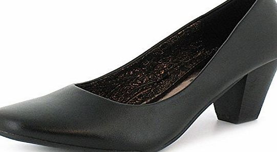 New Womens/Ladies Black Comfort Plus Court Shoes, Wider Fitting - Black - UK SIZE 3