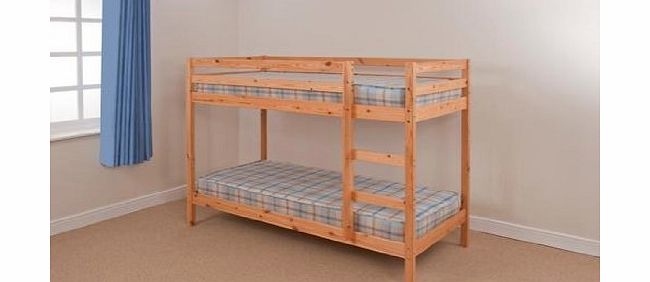 Comfy Living 2ft6 Small Single Wooden Bunk Bed in Natural Pine Zara