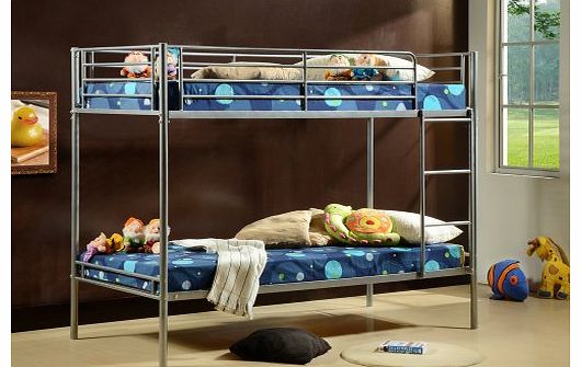 Comfy Living 3ft Single Metal Bunk Bed with 2 3ft Mattresses Included