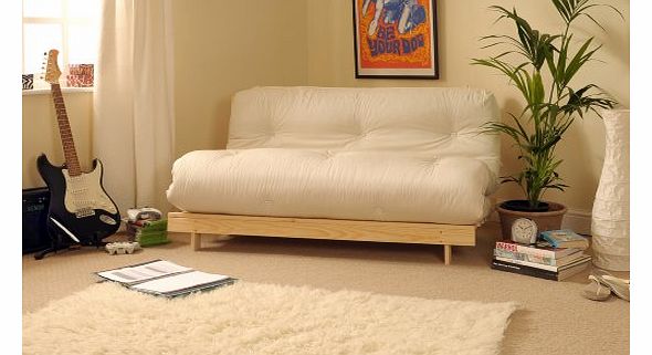 Comfy Living 4ft LUXURY Small Double (120cm) Wooden Futon Set with PREMIUM LUXURY Cream Mattress