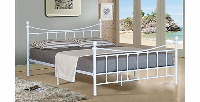 Comfy Living 4FT SMALL DOUBLE METAL BED FRAME BEDSTEAD IN WHITE WITH MATTRESS