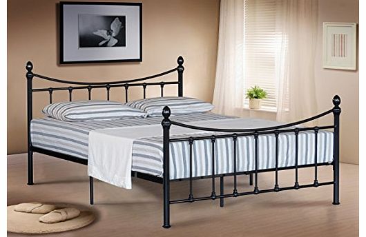 Comfy Living 5FT KING SIZE METAL BED FRAME BEDSTEAD IN BLACK WITH MATTRESS
