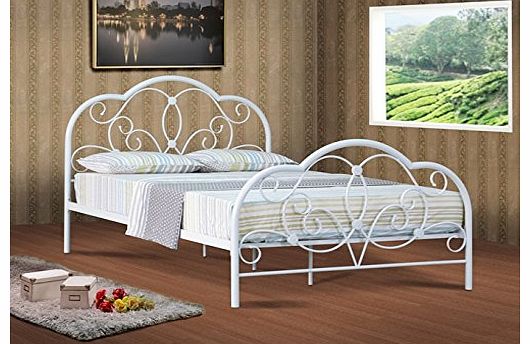 Comfy Living Alexis Classic 5ft King Size white metal bed frame bedstead