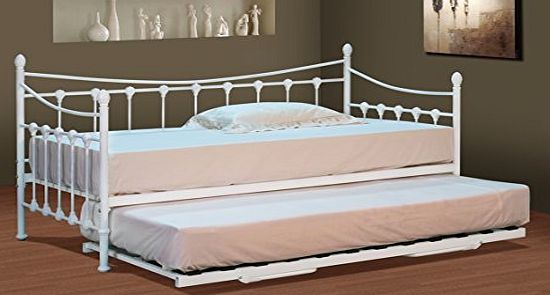 Comfy Living Classic Stunning White Metal Day Bed with Mattress