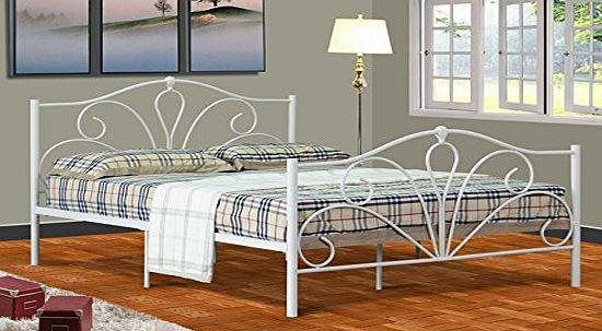 Comfy Living Emmie 4ft Small Double Metal Bed Frame, Bedstead in Cream