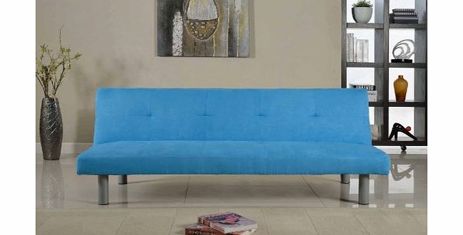 Faux Suede 3 Seater Quality Sofa Bed - Click Clac fabric sofabed in BLUE
