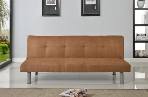 Comfy Living Faux Suede 3 Seater Quality Sofa Bed - Click Clac fabric sofabed in CINNAMON