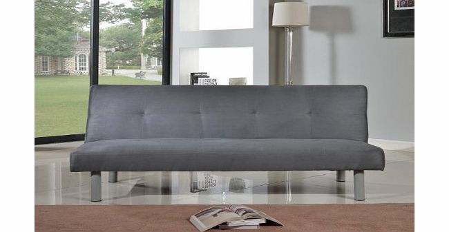 Faux Suede 3 Seater Quality Sofa Bed - Click Clac fabric sofabed in GREY