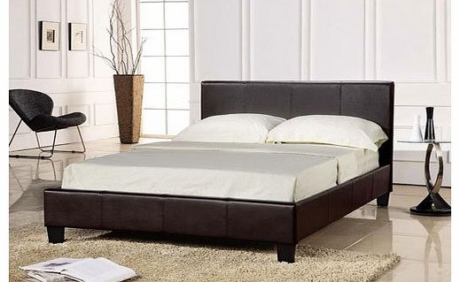 Comfy Living King Size Chocolate Brown Bed Frame 5FT Faux Leather - Prado