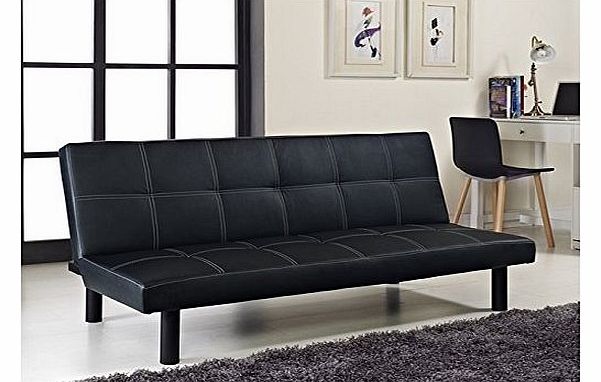 Single Faux Leather Sofa Bed in Black - Spencer Sofabed