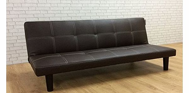 Comfy Living Single Faux Leather Sofa Bed in Dark Brown- Spencer Sofabed