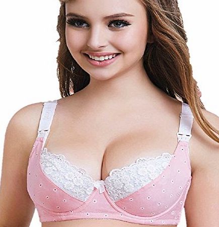Cotton Soft Nursing/Maternity Bra Underwired Breastfeeding CJ-1 Pink Daisy 40D