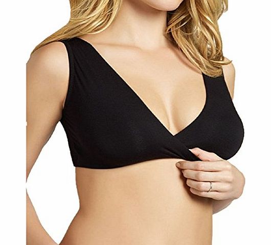 Comfy Nursing Bra Seamless Non-wired Pull Ove Wrap Maternity Nursing Breastfeeding Sleep Bra, Black M