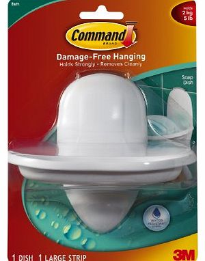 Command Bathroom Soap Dish with Command Water Resistant Adhesive Strips - 1 Wall Mountable Soap Dish