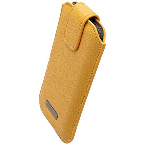  ROMA XXL5.0 Mustard Leather Case for Apple iPhone 6 (4.7 Inch) with Pda-Punkt licensed Cleaning Cloth