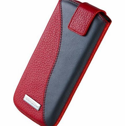 Commander PDA-Punkt Commander XXL Dual Colour Mobile Phone Case with Cleaning Cloth Licensed Product [Real Leather in Red/Grey]