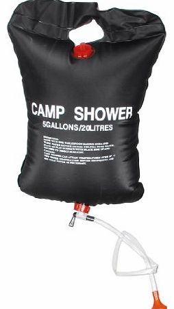 COMO 20L 5 Gallons Black Foldable Solar Camping Camp Shower Bathing Bag
