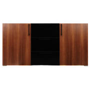 3 Drawer 2 Door Sideboard, Walnut & Black