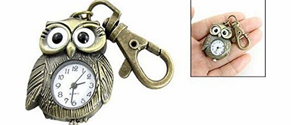 COMO White Dial Bronze Tone Night Owl Shape Keyring Watch