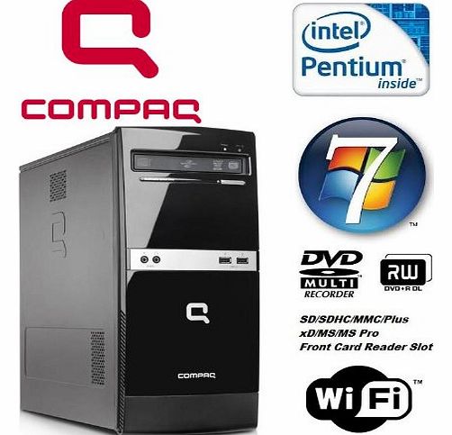 Windows 7 - Compaq B500 MT Powerful Dual Core Wi-Fi Enabled Desktop Computer - Intel Pentium Dual Core E5300 2.6GHz Processor - 320GB Hard Drive - 4GB Memory - DVD Writer - Smart Card Reader