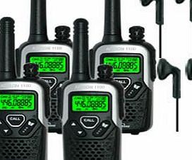 Comtechlogic 10km Binatone Action 1000 Long Range Two Way Radio - Quad   4 x Comtech CT-10VX Headsets