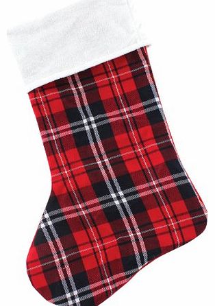Concept4u Fancy Christmas / Xmas Tartan Stocking - RED BLACK WHITE Design ( i.e santa sack Ideal Pre- Christmas Gift)