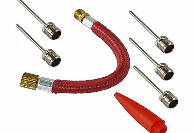 Concept4u Pump Adaptor Set Kit 7 Pieces Needle Valve Connectors Sports Soccer Basketball Football Airbeds Bycle Tyres
