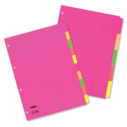 Concord 5 Part Fluorescent Subject Dividers A4