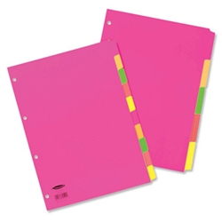 5 Part Fluorescent Subject Dividers A4