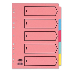 Concord 5 Part Printed Subject Dividers A4