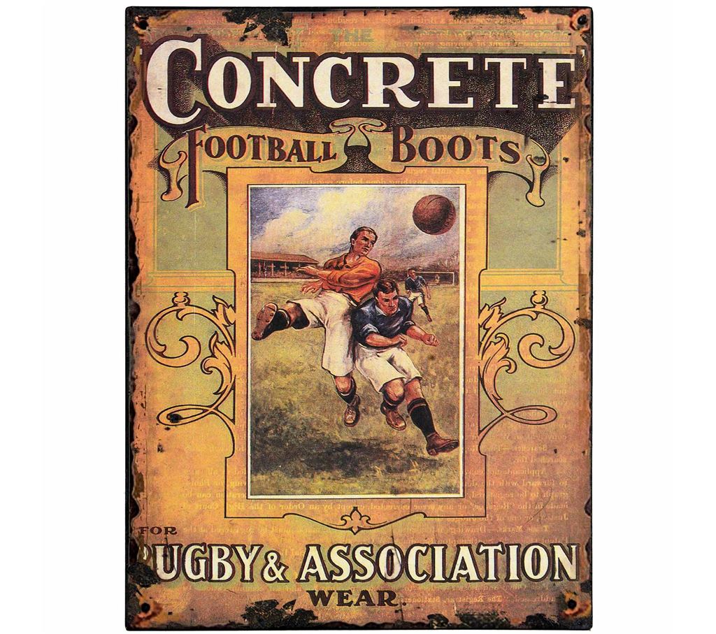 Concrete Football Boots Tin Sign