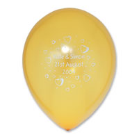 Confetti 50 personalised gold latex balloons