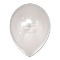 50 personalised silver latex balloons
