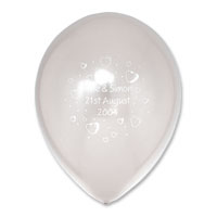 50 personalised silver latex balloons