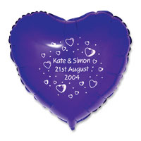 Confetti 50 purple heart-shaped foil helium balloons