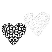 Confetti Black and white lace heart trims pk 10