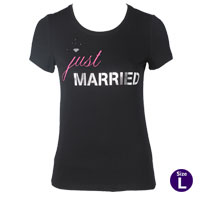 Confetti Black Just Married t-shirt L